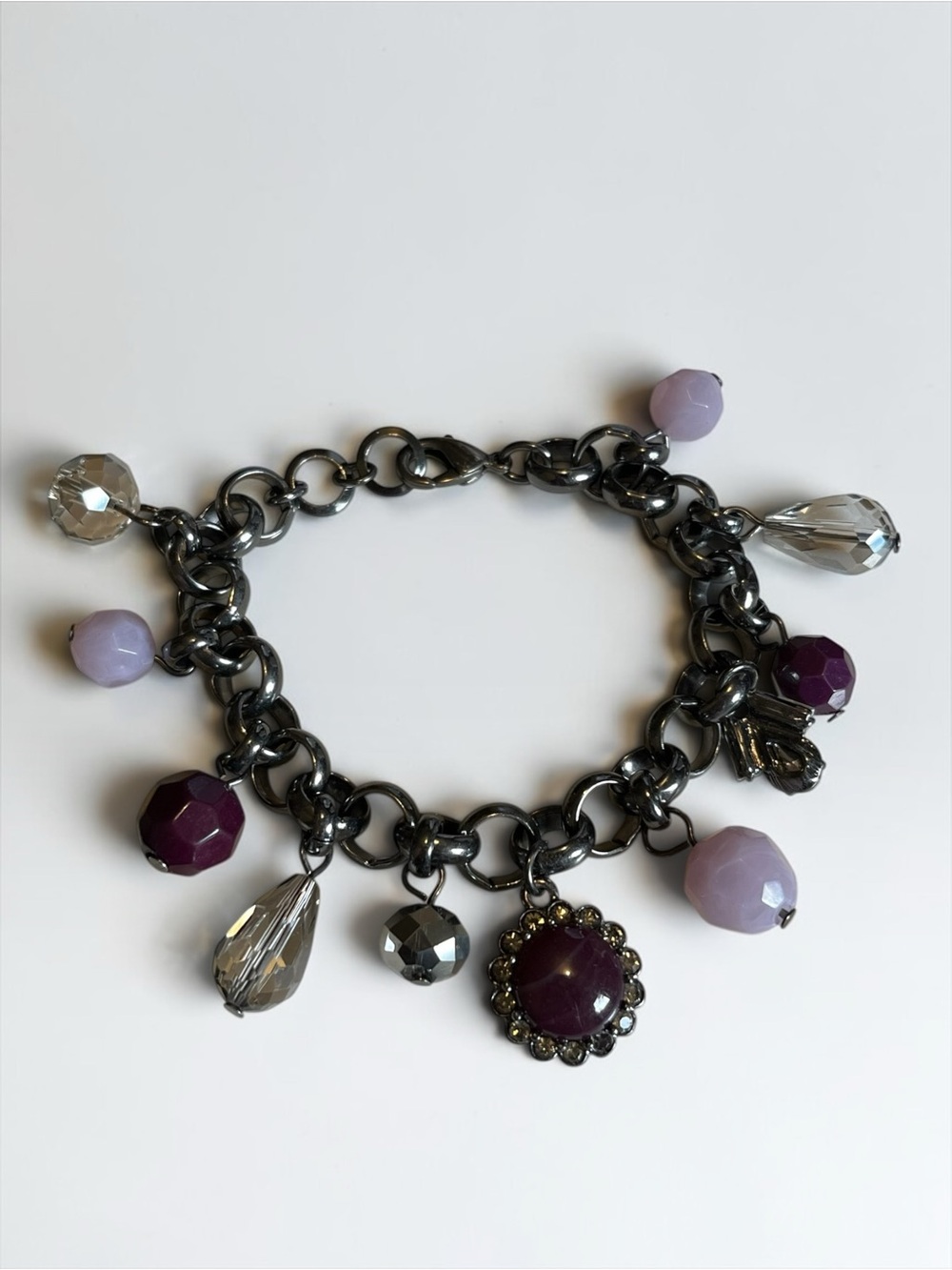 🍭5 for $20🍭 Gunmetal Black Crystal Charm Bracelet CC X